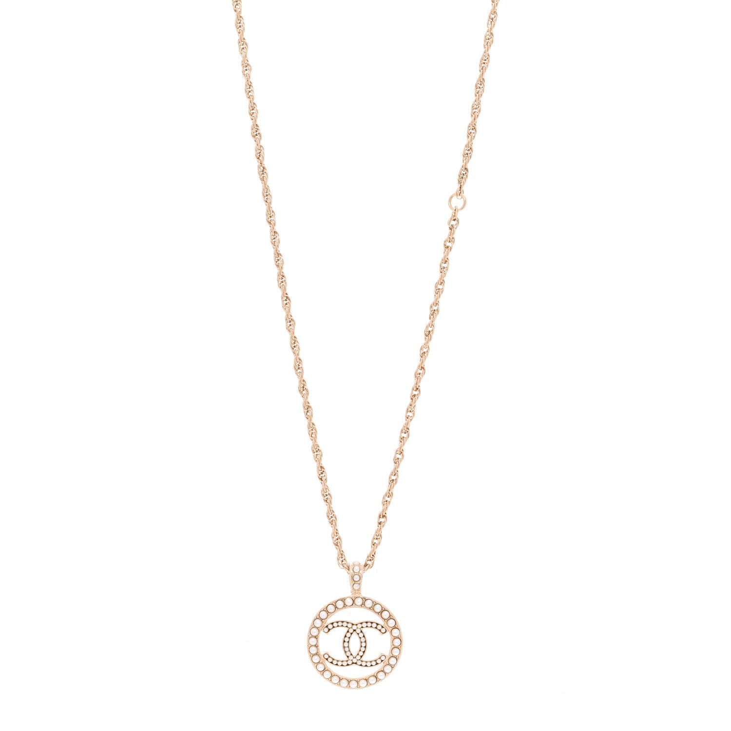 Chanel Pearl CC Round Pendant Necklace Gold 1 of 6