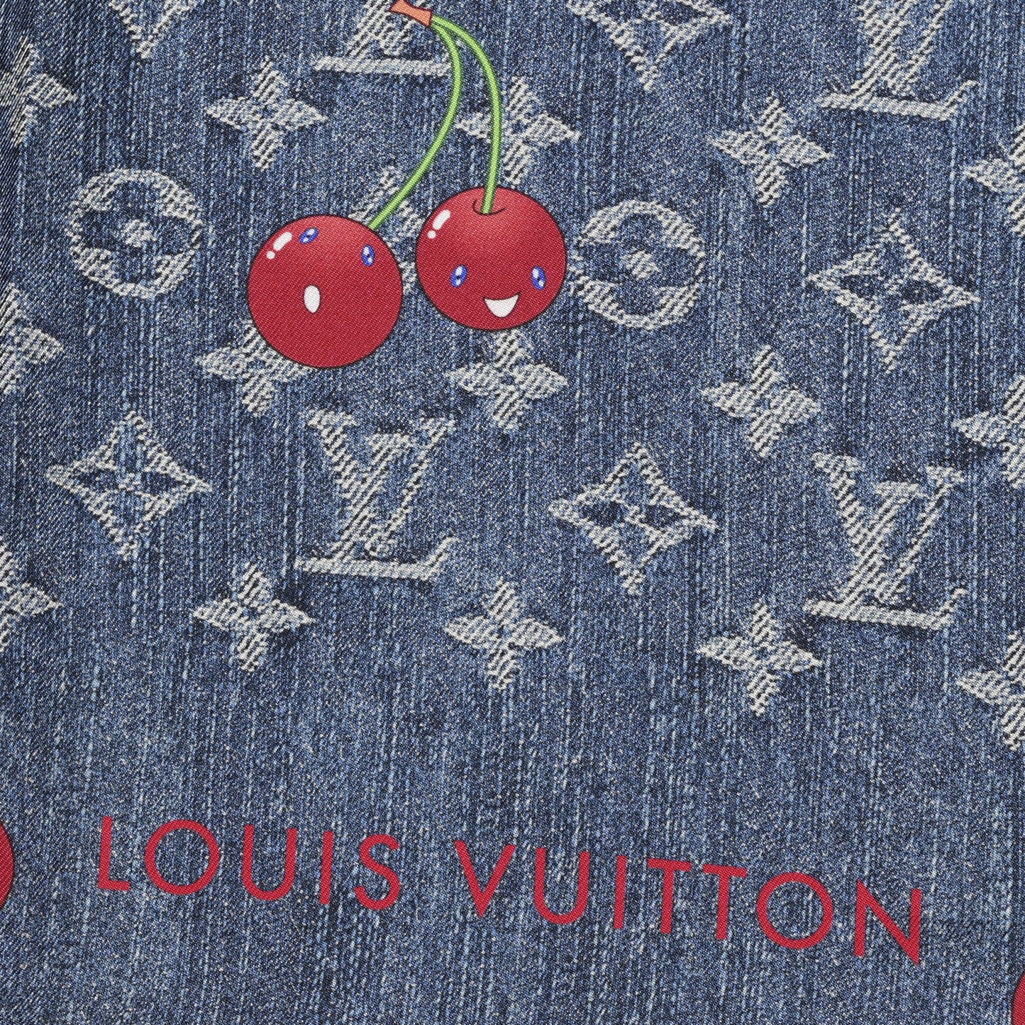 LV X TM Wool Monogram Cerise Shawl Denim Blue