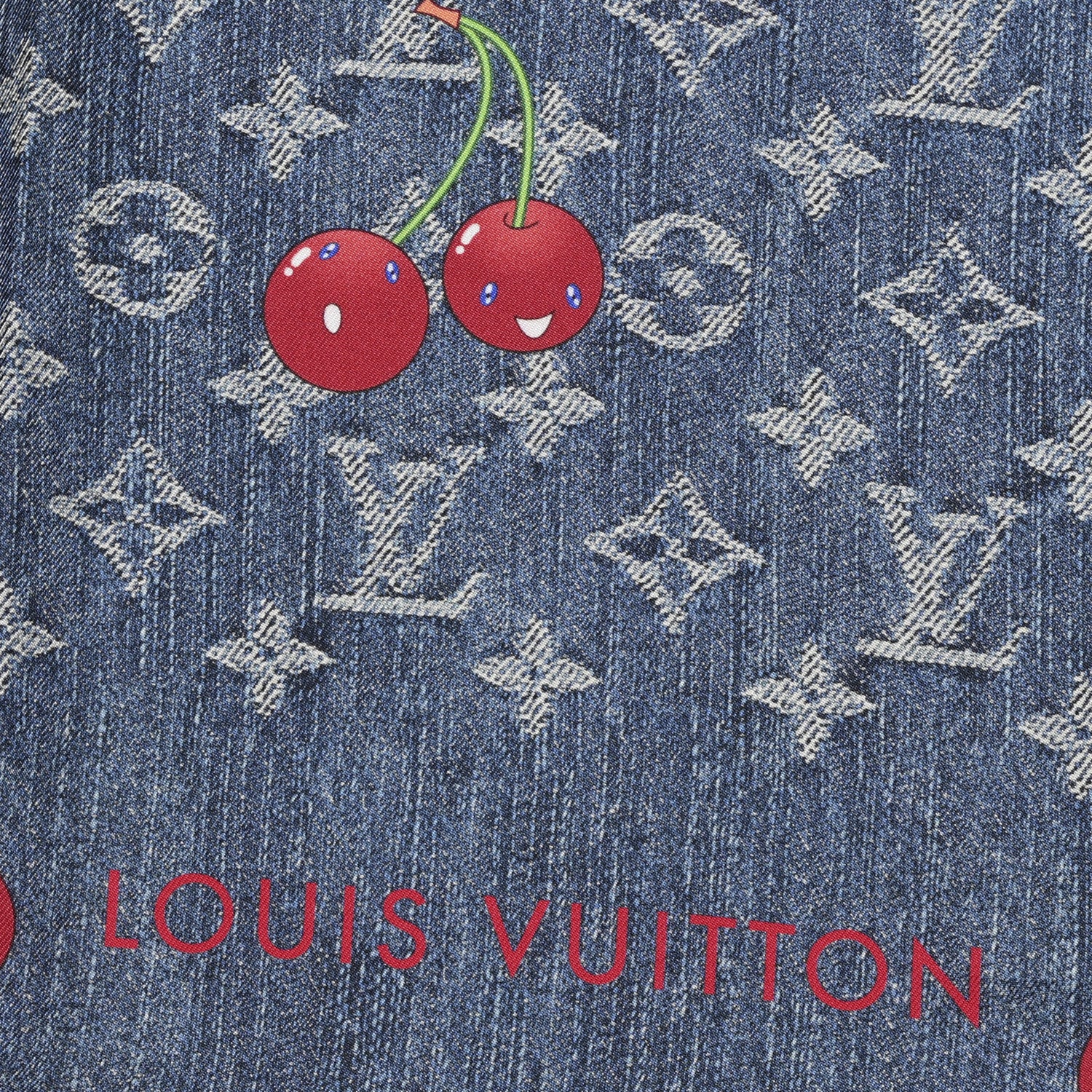 Louis Vuitton LV X TM Wool Monogram Cerise Shawl Denim Blue 2 of 3