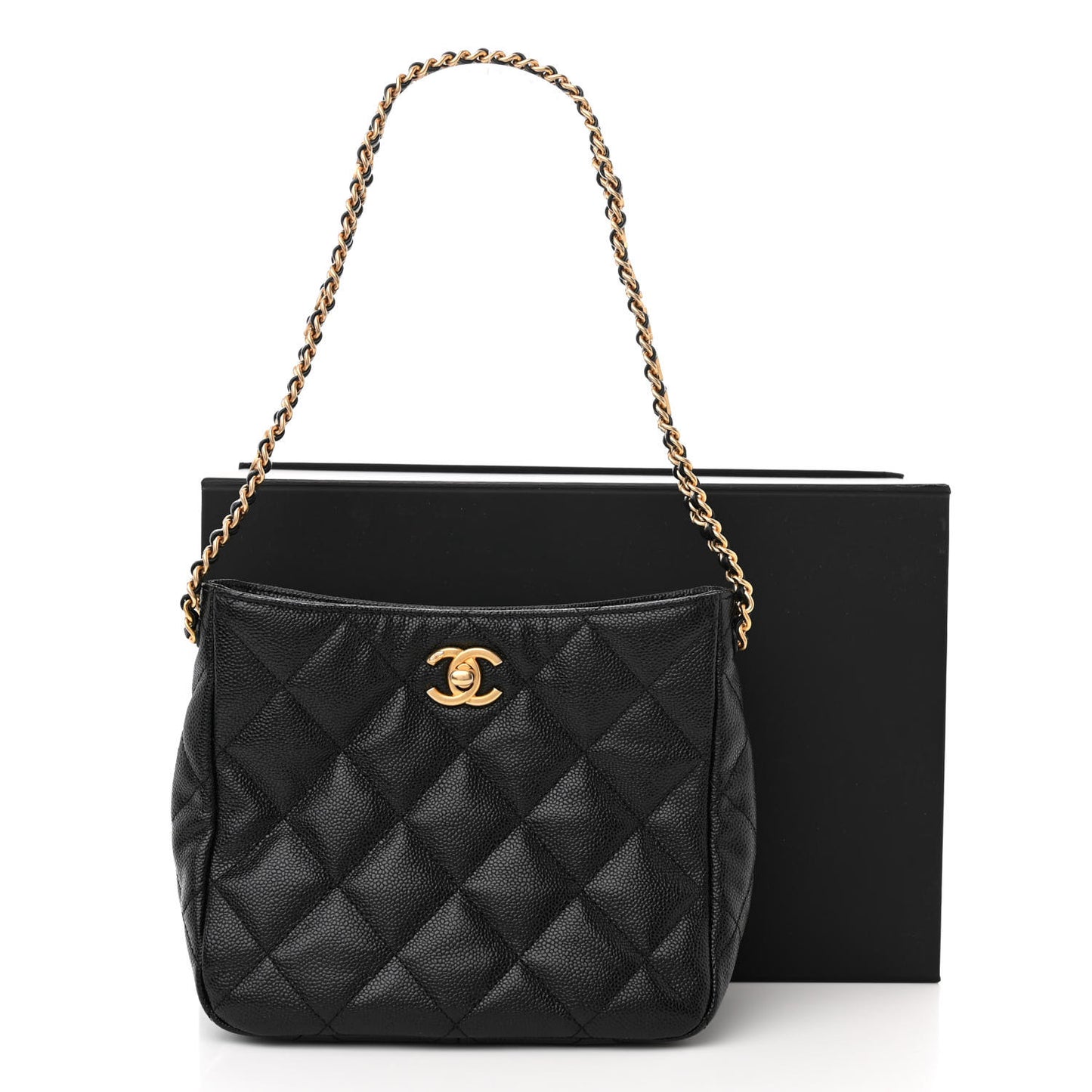 Caviar Quilted Small Pick Me Up Hobo Black