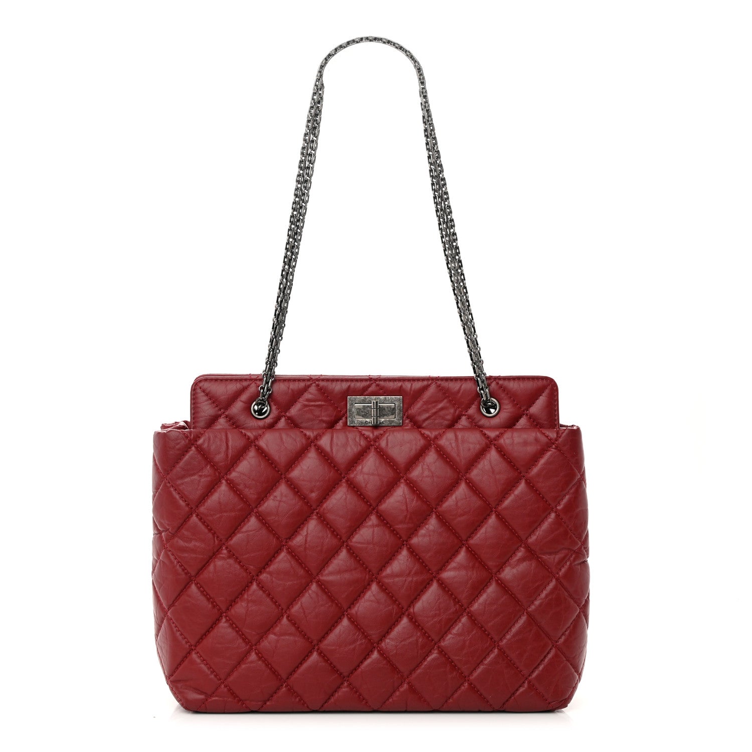 Chanel Aged Calfskin Quilted Reissue 2.55 Tote Red 1 of 16