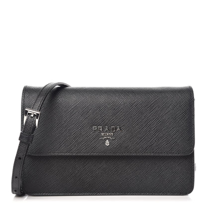 Prada Saffiano Crossbody Wallet Black 1 of 9