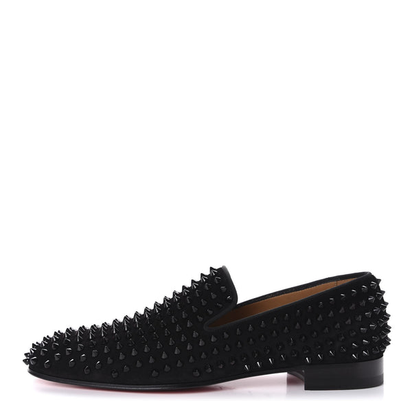 Christian Louboutin Veau Velours Spikes Mens Dandelion Flat Loafers 40.5  Black 617695 – FASHIONPHILE