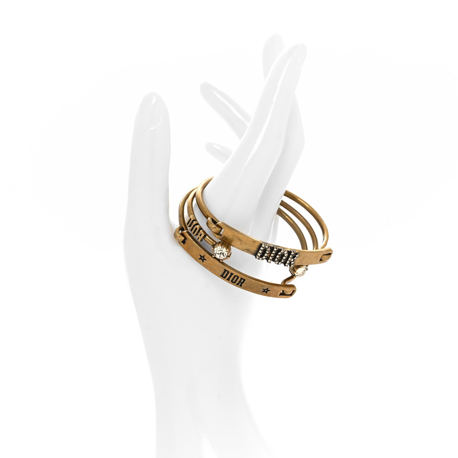 Christian Dior Metal Crystal Dio(r)evolution Bracelet Set Gold