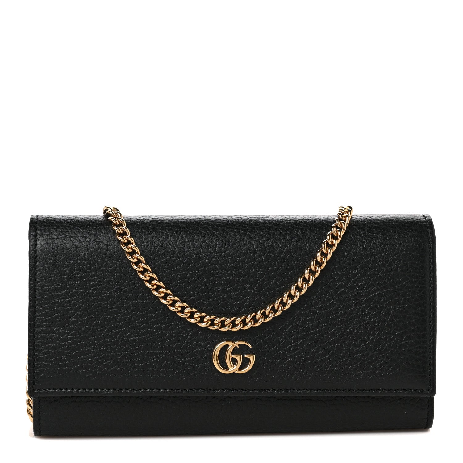 Gucci Calfskin Petite GG Marmont Wallet Chain Bag Black 1 of 9