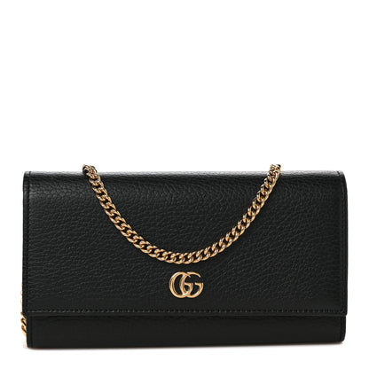 Gucci Calfskin Petite GG Marmont Wallet Chain Bag Black 1 of 9