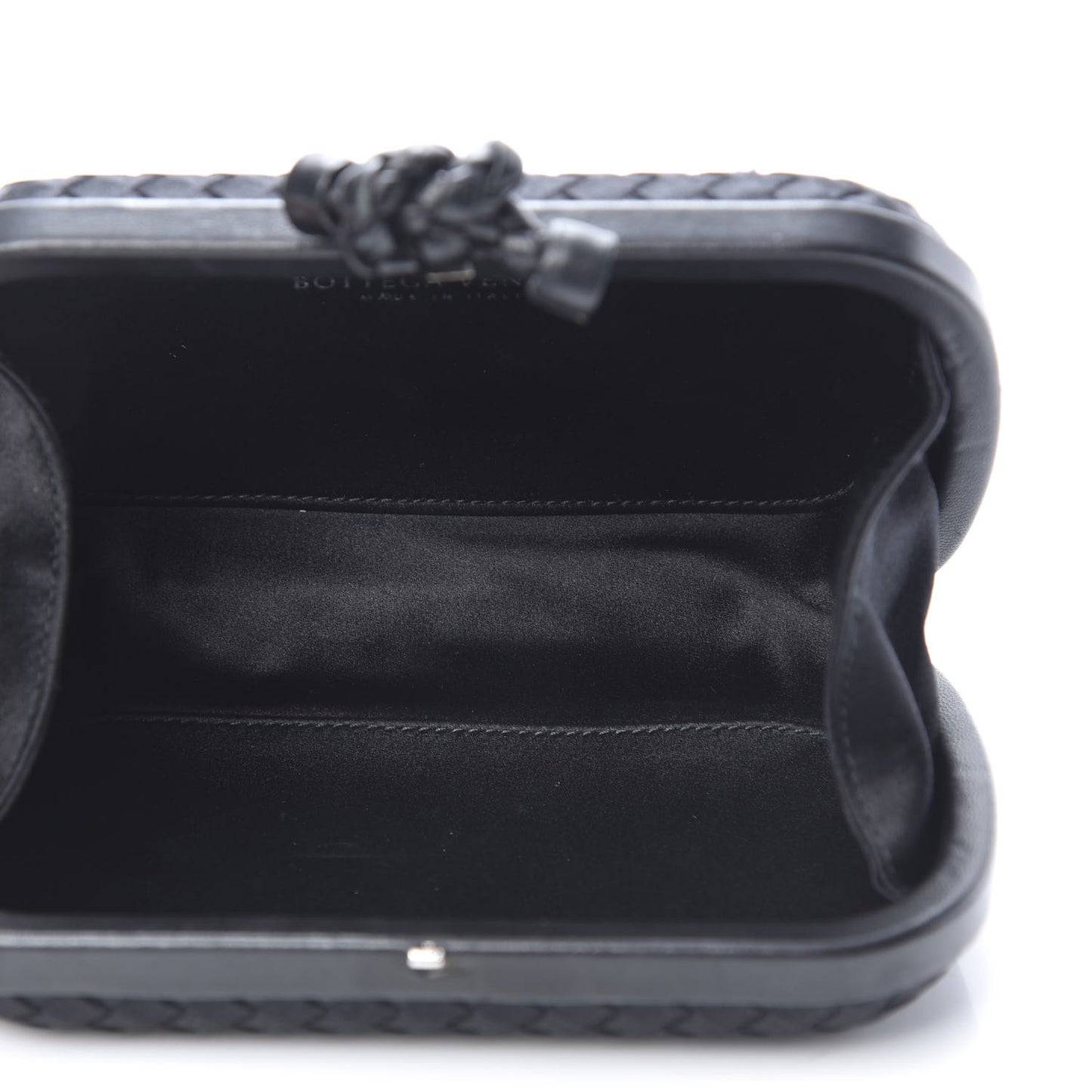 Satin Intreccio Impero Knot Clutch Black