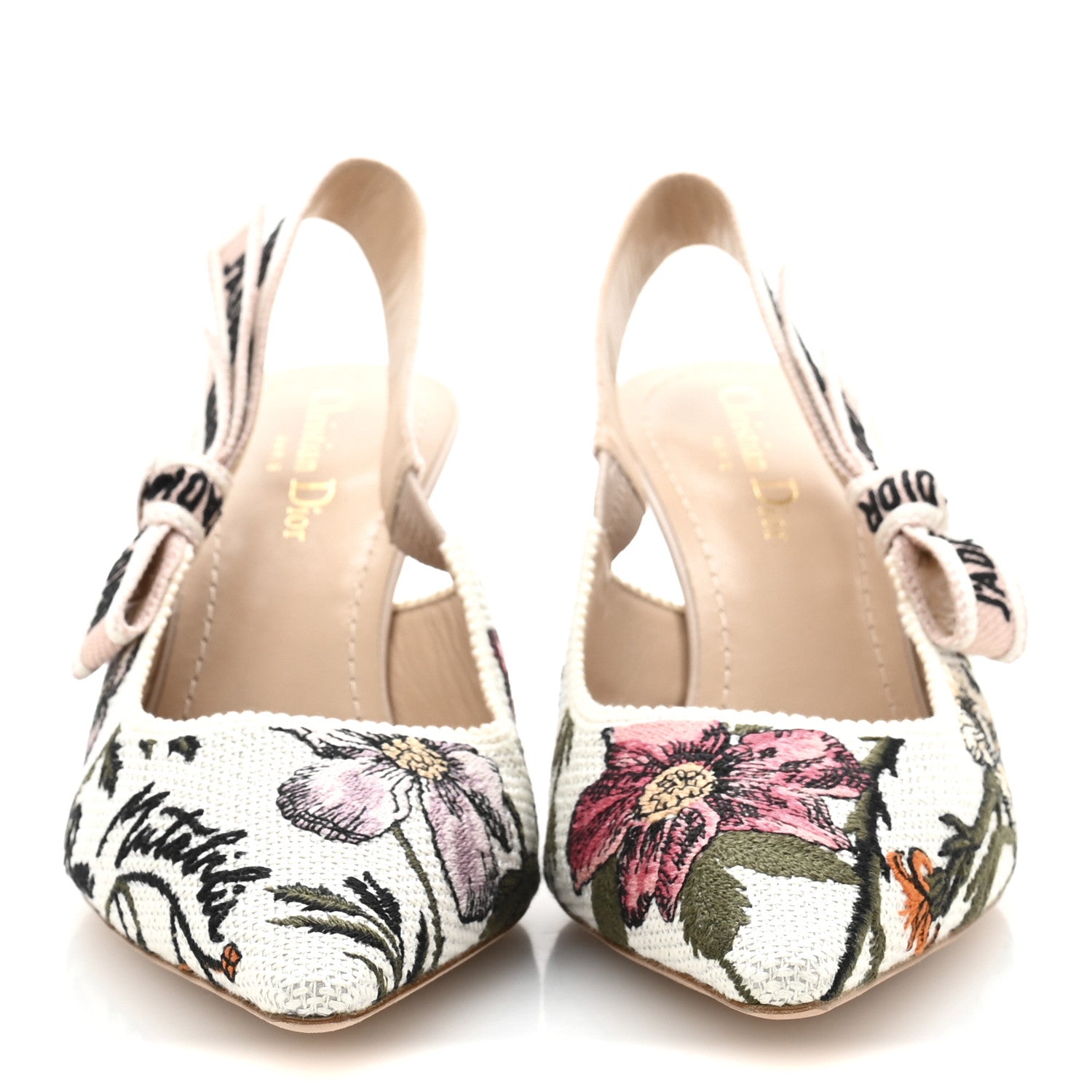 Christian Dior Canvas Ribbon Rose Mutabilis Embroidered J'Adoir Slingback 65mm Pumps 39.5 Multicolor 3 of 10