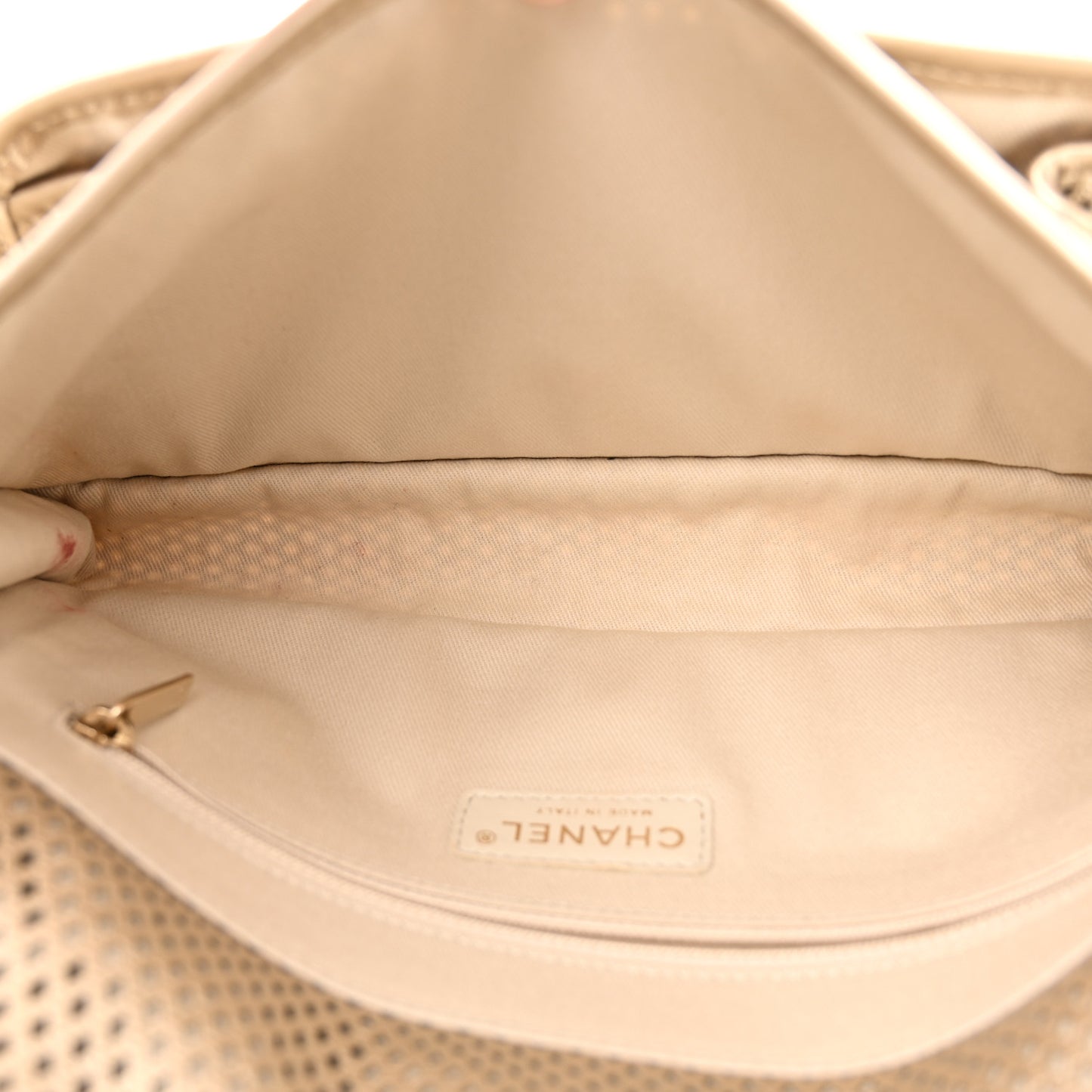 Metallic Perforated Calfskin Medium Up In The Air Flap Gold