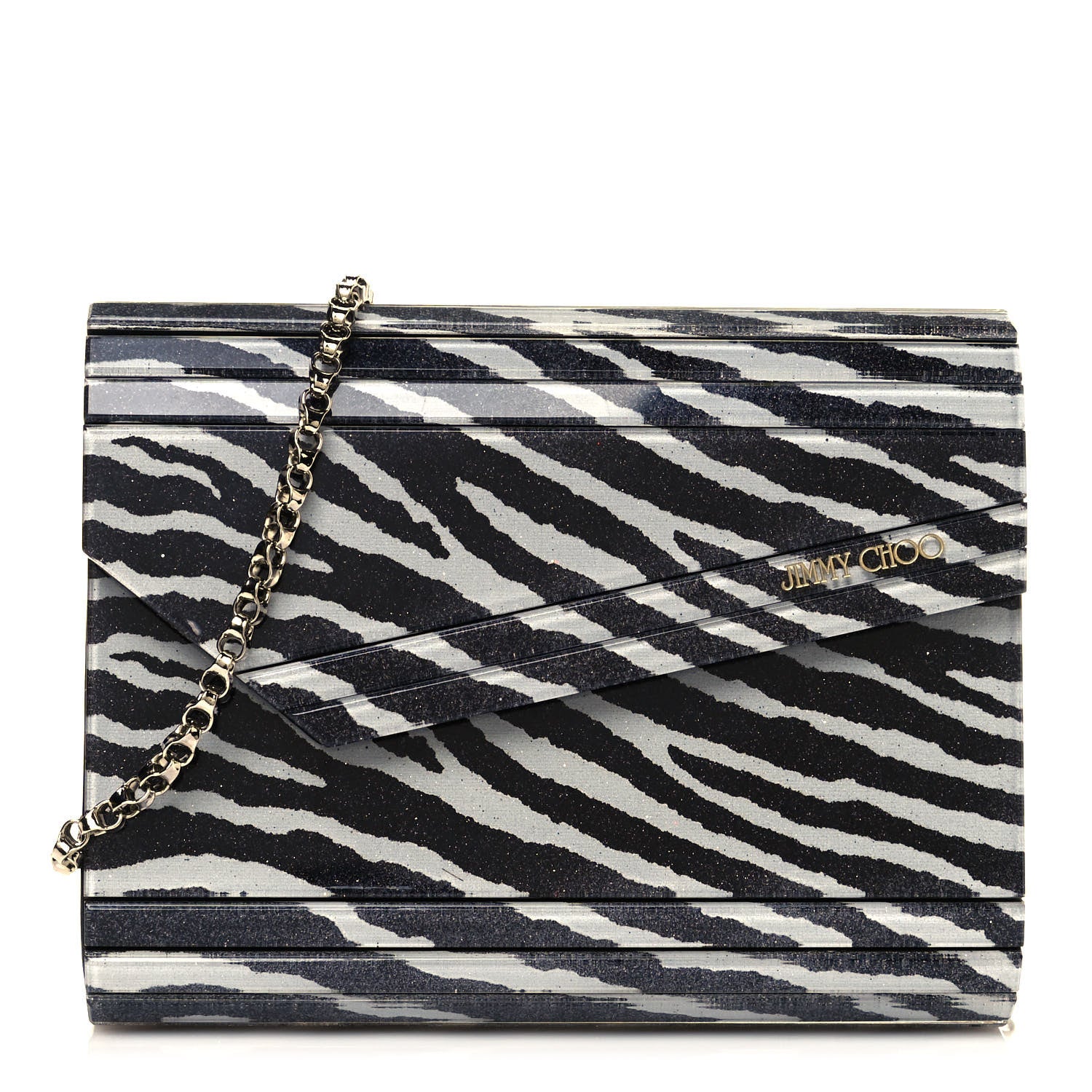 Jimmy Choo Acrylic Zebra Candy Clutch 1 of 12