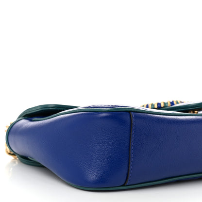 Gucci Azalea Calfskin Enamel Matelasse Diagonal Small Torchon GG Marmont Shoulder Bag Imperial Blue Pavone 9 of 10