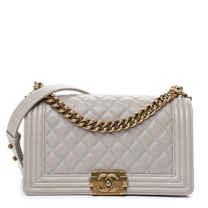 Chanel Caviar Quilted Medium Boy Flap Taupe 1 of 10