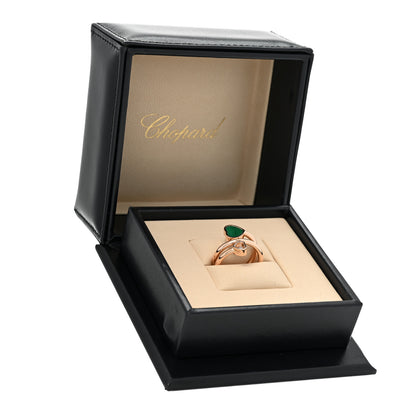 Chopard 18K Rose Gold Diamond Malachite Happy Hearts Twist Ring 52 6 7 of 7