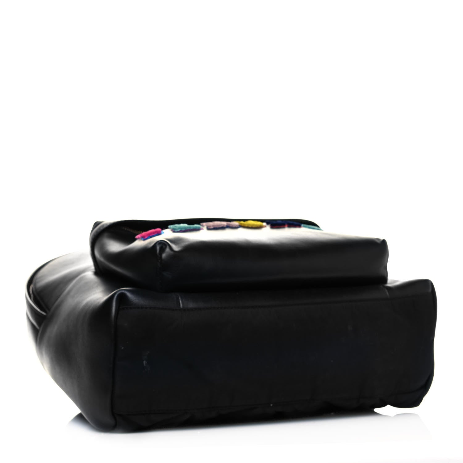 Versace Calfskin Embroidered Logo Backpack Black 3 of 16