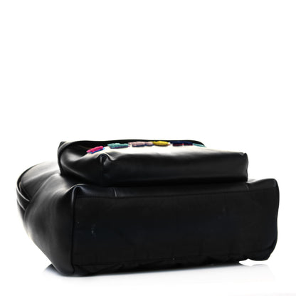 Versace Calfskin Embroidered Logo Backpack Black 3 of 16