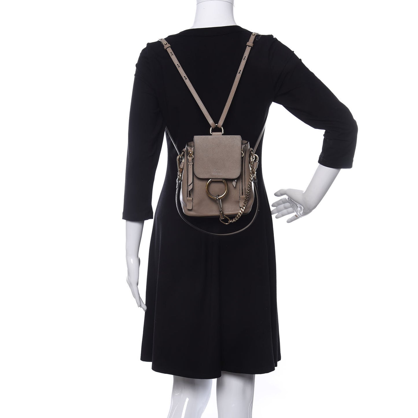 Suede Calfskin Mini Faye Backpack Motty Grey