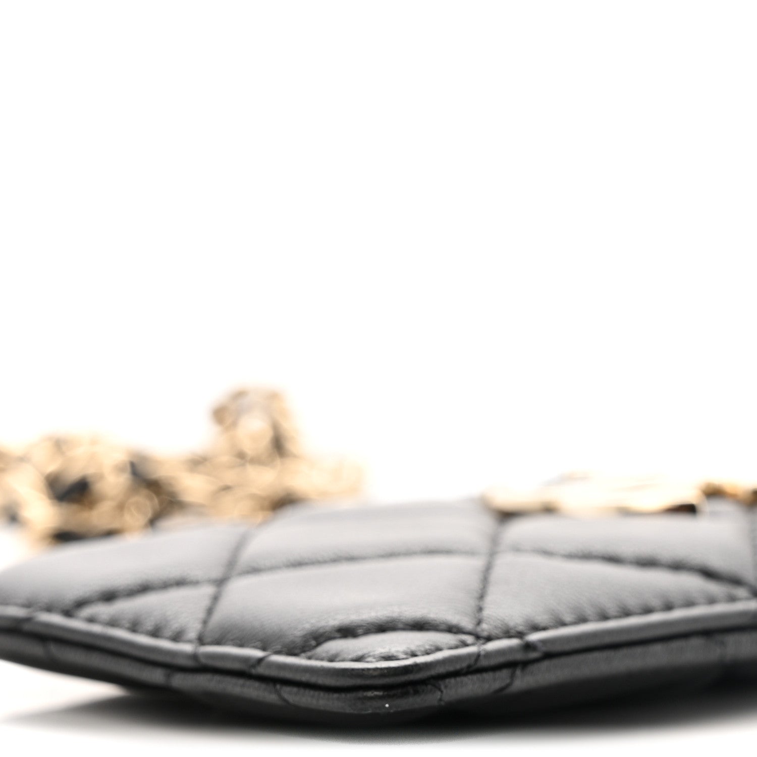 Chanel Lambskin Quilted Glitter Card Holder On Chain Black 11 of 12