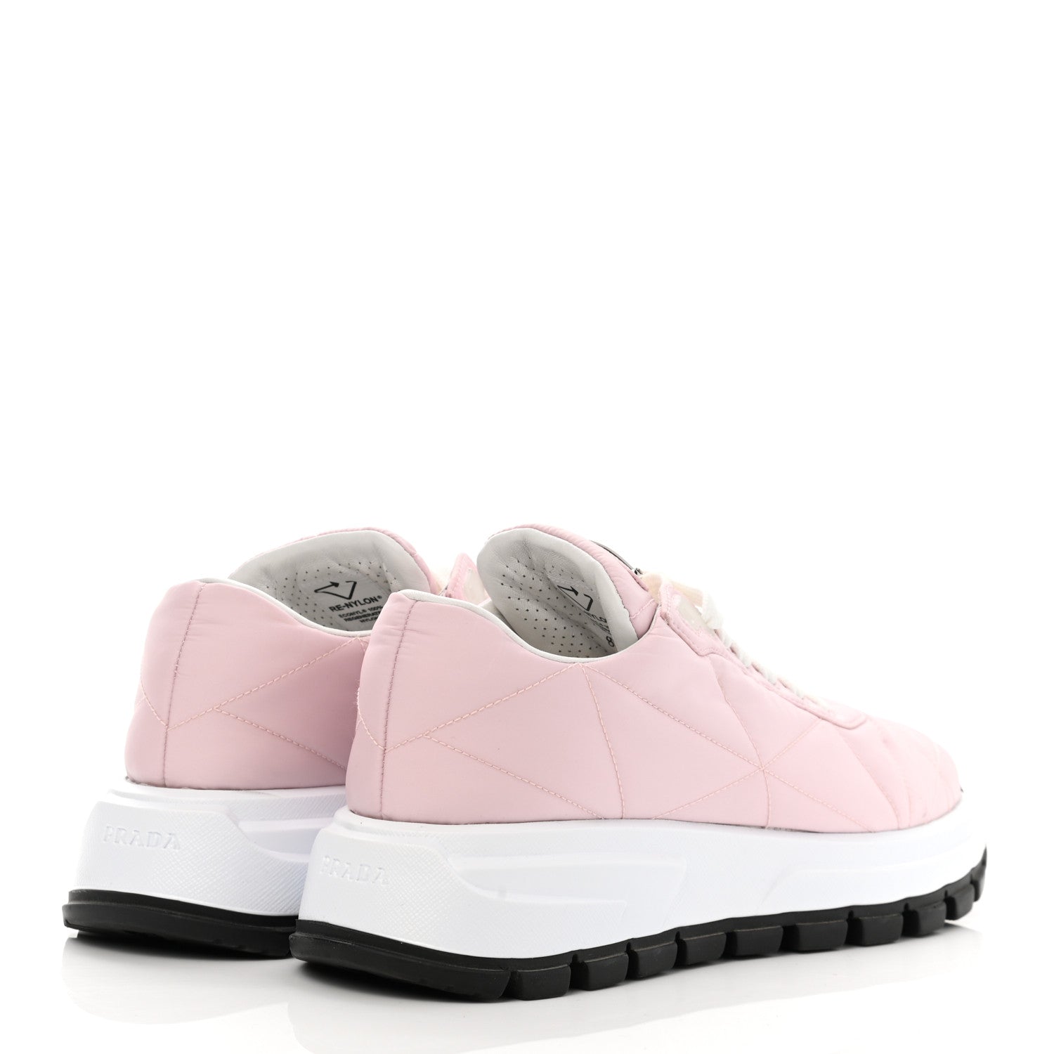 Prada Re-Nylon Piuma Metal Triangle Logo Quilted 45mm Sneakers 37.5 Alabastro 4 of 12