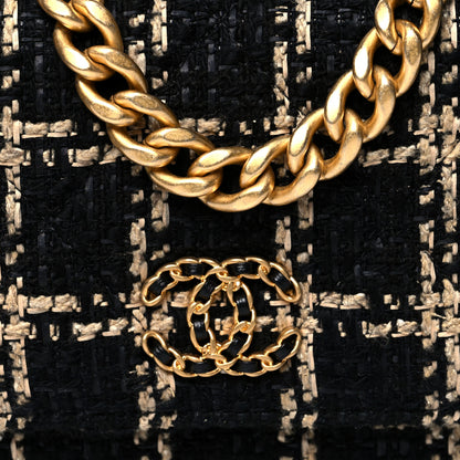 Chanel Tweed Quilted Chanel 19 Wallet On Chain WOC Black Beige 8 of 10