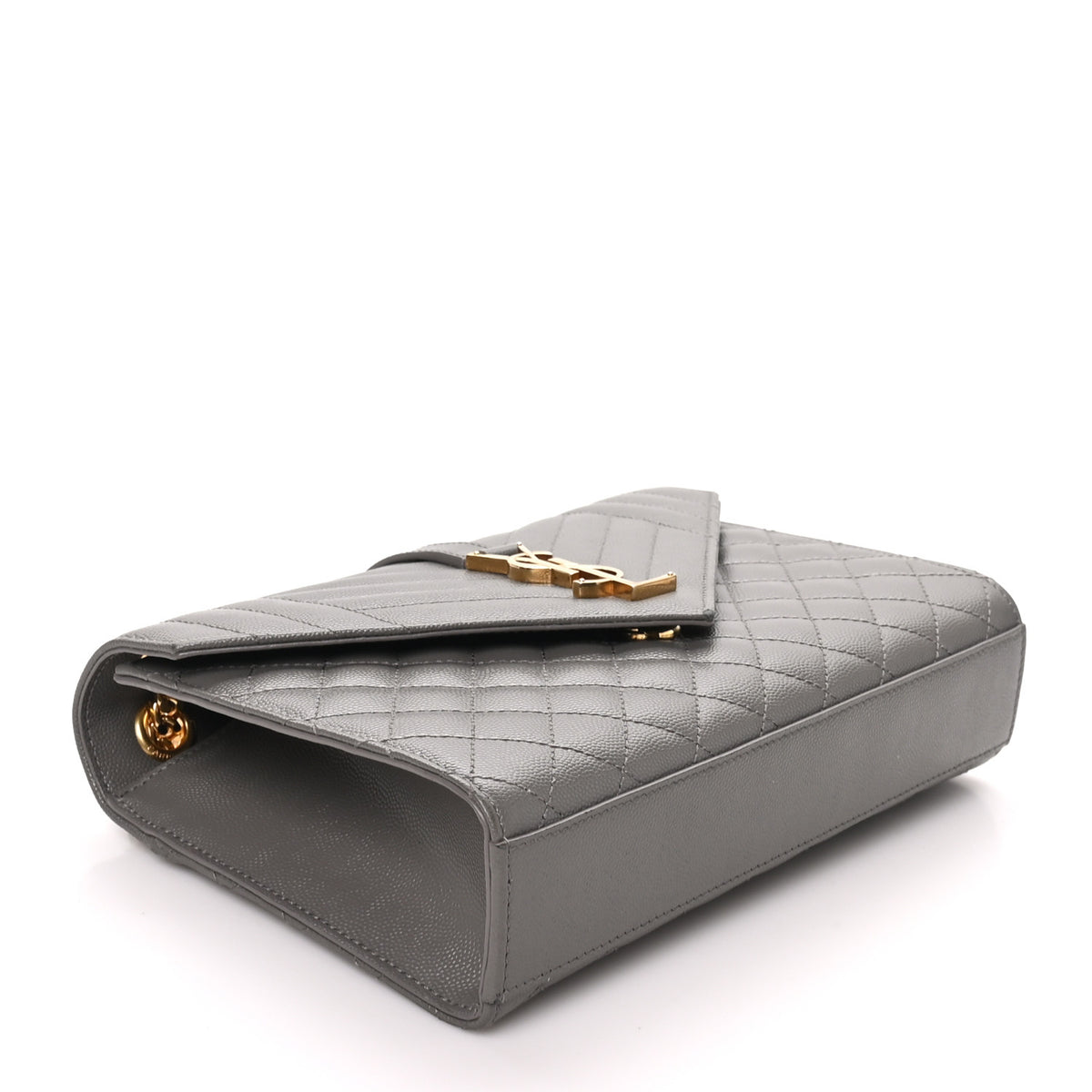 Saint Laurent Grain De Poudre Textured Mixed Matelasse Triquilt Medium Monogram Satchel Fog 4 of 9