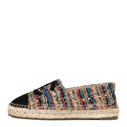 Chanel Tweed Grosgrain CC Espadrilles 36 Multicolor Black 1 of 12