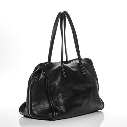 Alexander McQueen Pebbled Calfskin Large Skull Padlock Zip Around Tote Black 3 of 8