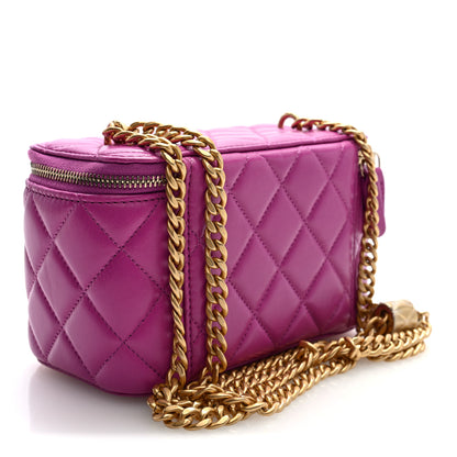 Chanel Lambskin Quilted Small Pillow Crush Vanity Case With Chain Purple 3 of 10