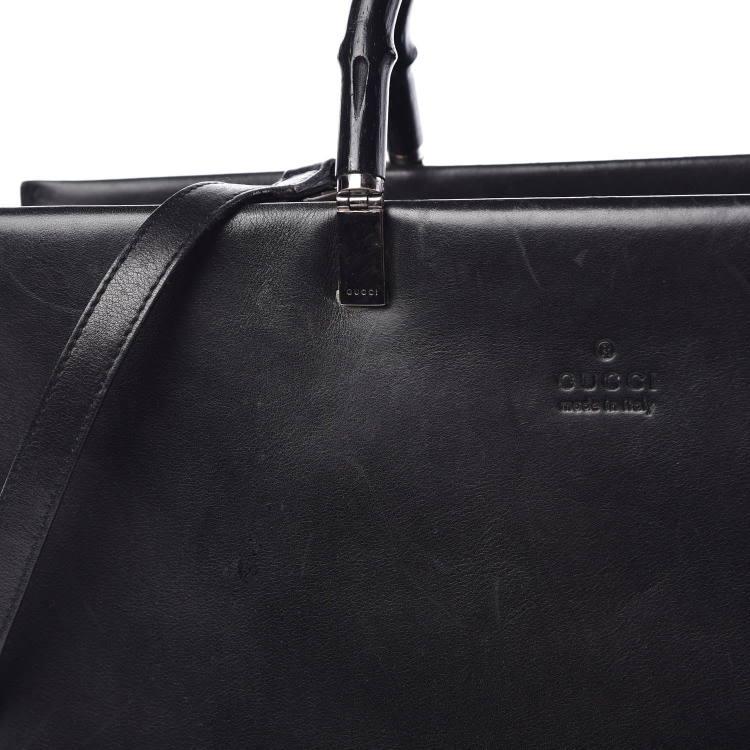 Gucci Calfskin Bamboo Top Handle Bag Black 21 of 29