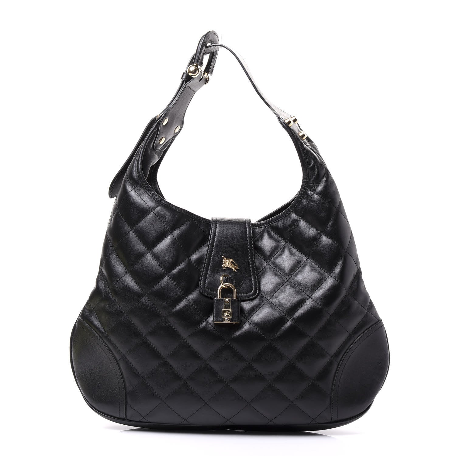 Burberry Calfskin Quilted Brook Hobo Black 1 of 8