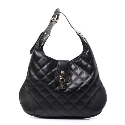 Burberry Calfskin Quilted Brook Hobo Black 1 of 8
