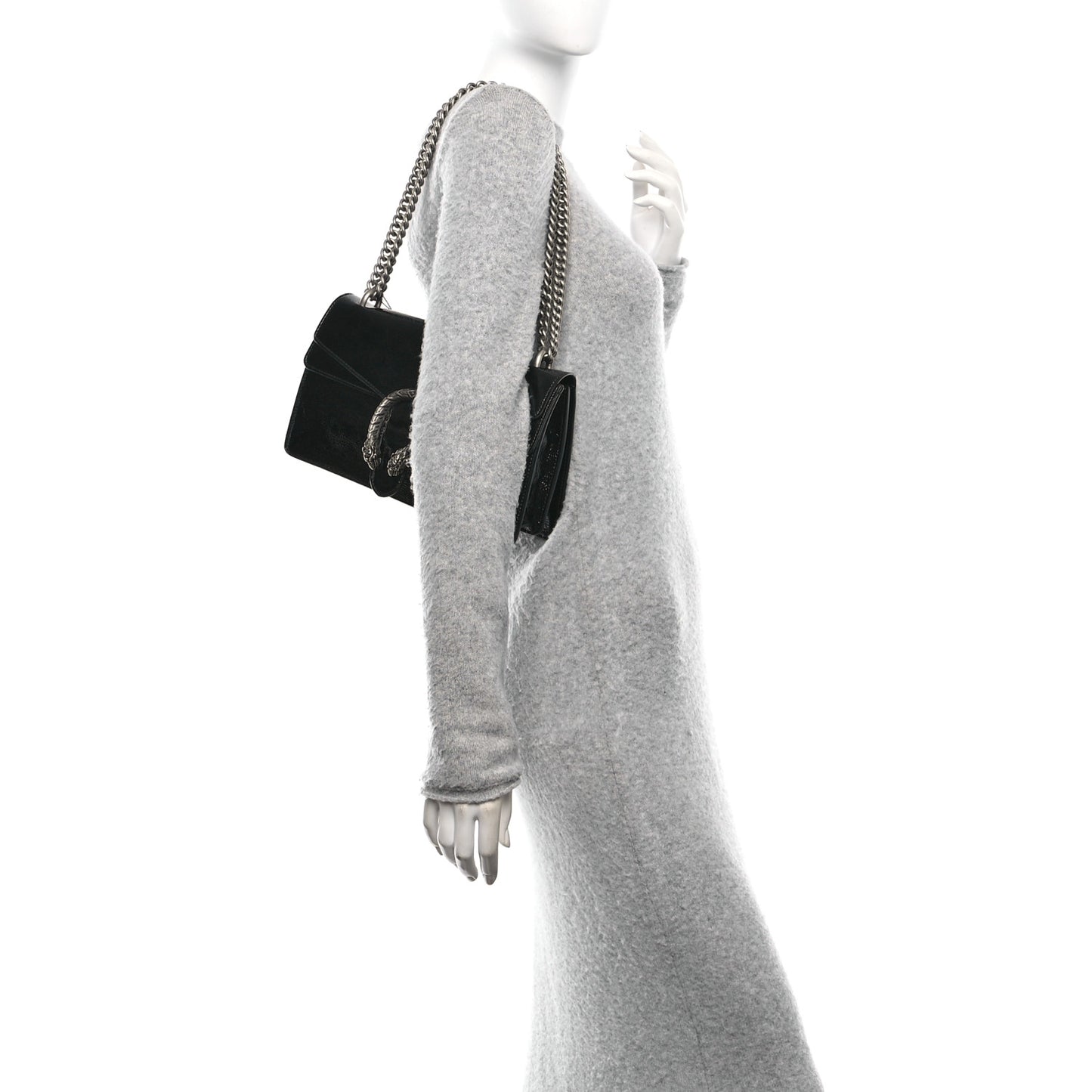 Crinkled Patent Small Dionysus Shoulder Bag Black