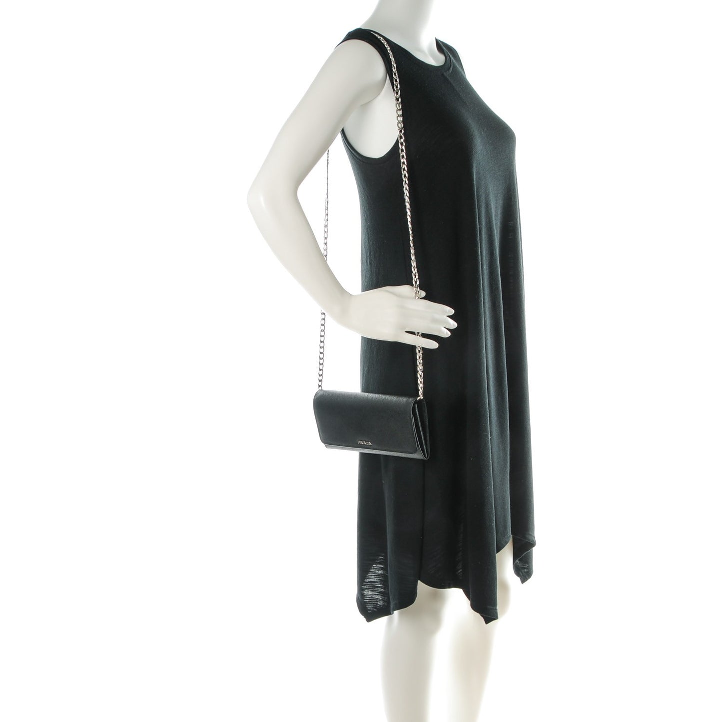Saffiano Bi-Color Wallet On Chain Nero Black Fuoco