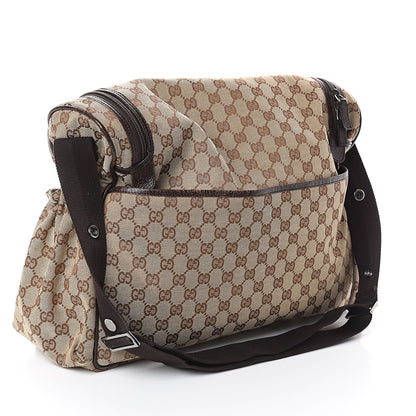 Gucci Monogram Natural Pigskin Large Diaper Bag Beige Ebony Cocoa Dark Chocolate 3 of 9