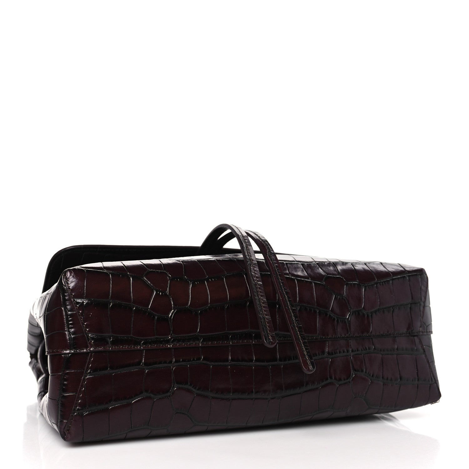 Mansur Gavriel Calfskin Crocodile Embossed Lady Bag Burgundy 4 of 8