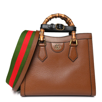 Gucci Textured Dollar Calfskin Web Small Diana Tote Bag Cuir Black 1 of 8