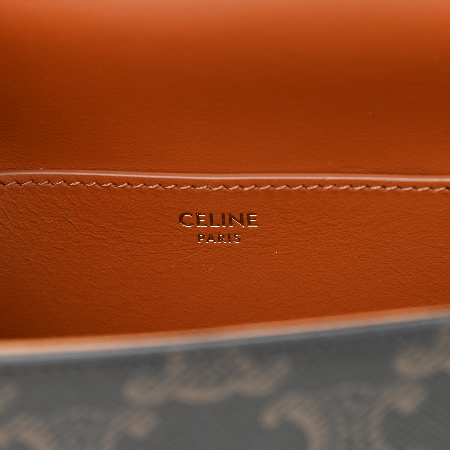 Triomphe Canvas Calfskin Tabou Clutch on Strap Tan