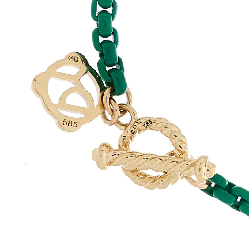 Stainless Steel 14K Yellow Gold Acrylic Bel Aire Chain Necklace Emerald Green