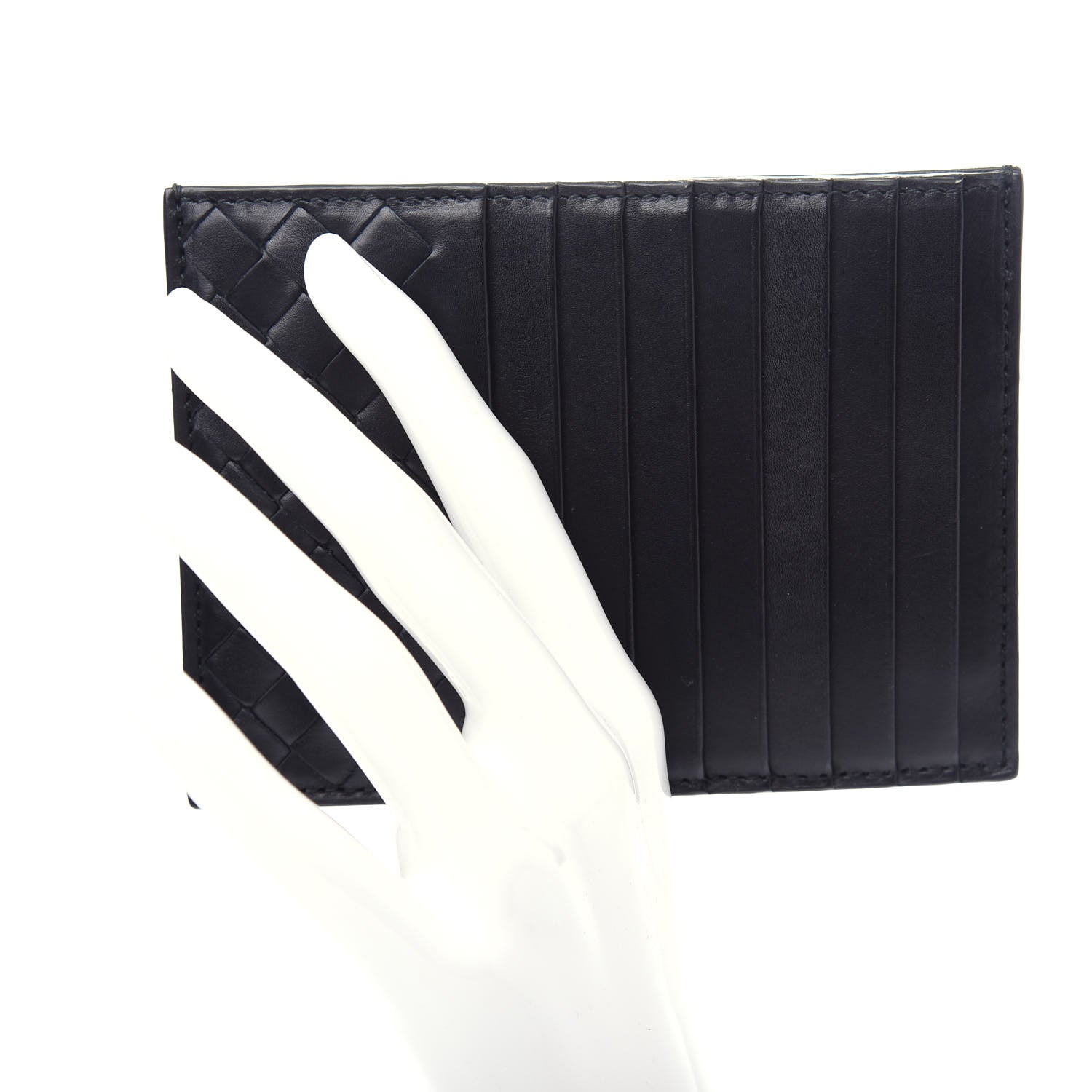 Bottega Veneta Calfskin Intrecciato Card Case Black 2 of 9