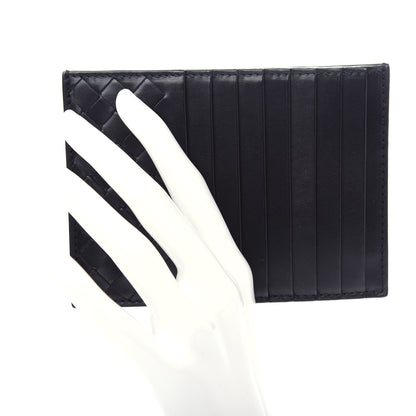 Bottega Veneta Calfskin Intrecciato Card Case Black 2 of 9