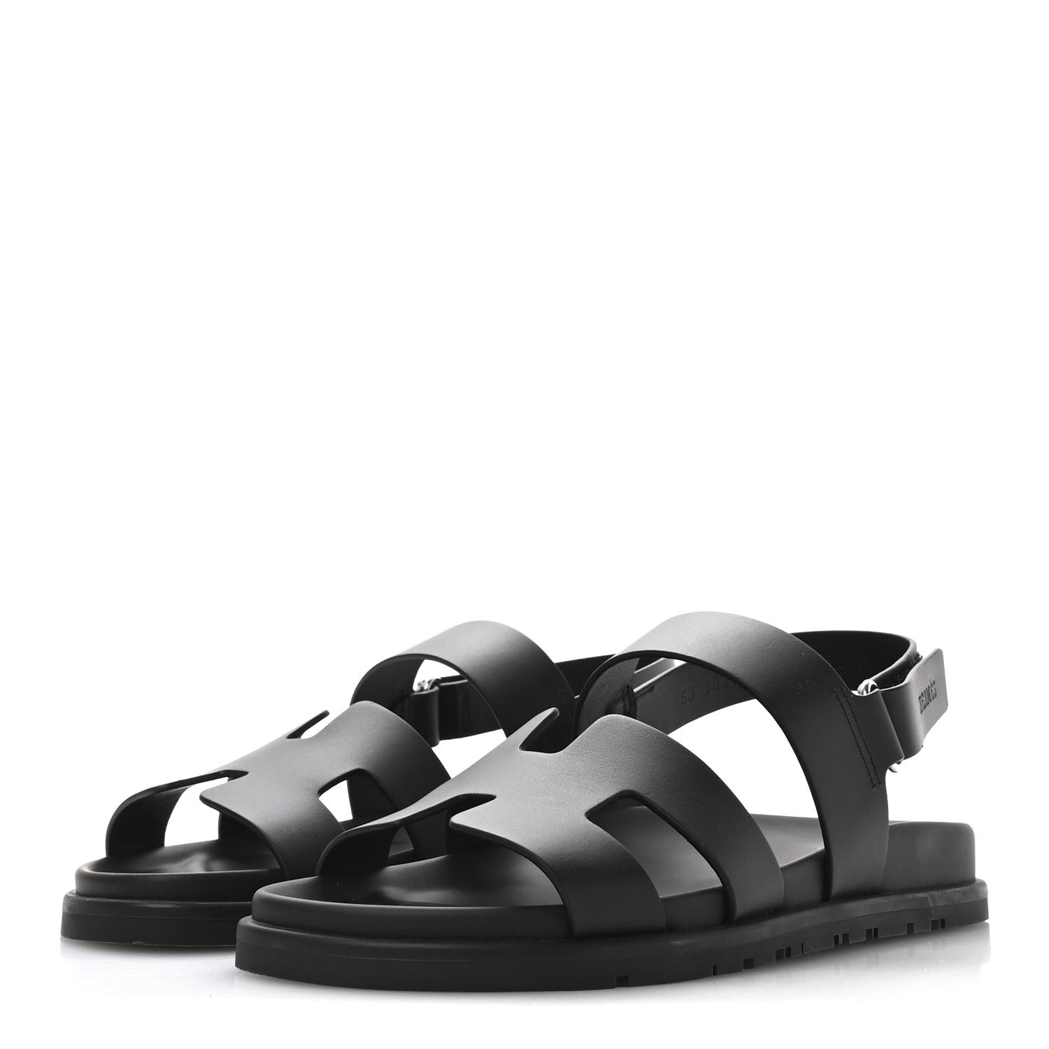 Hermes Calfskin Womens Genius Sandals 39.5 Black 4 of 9