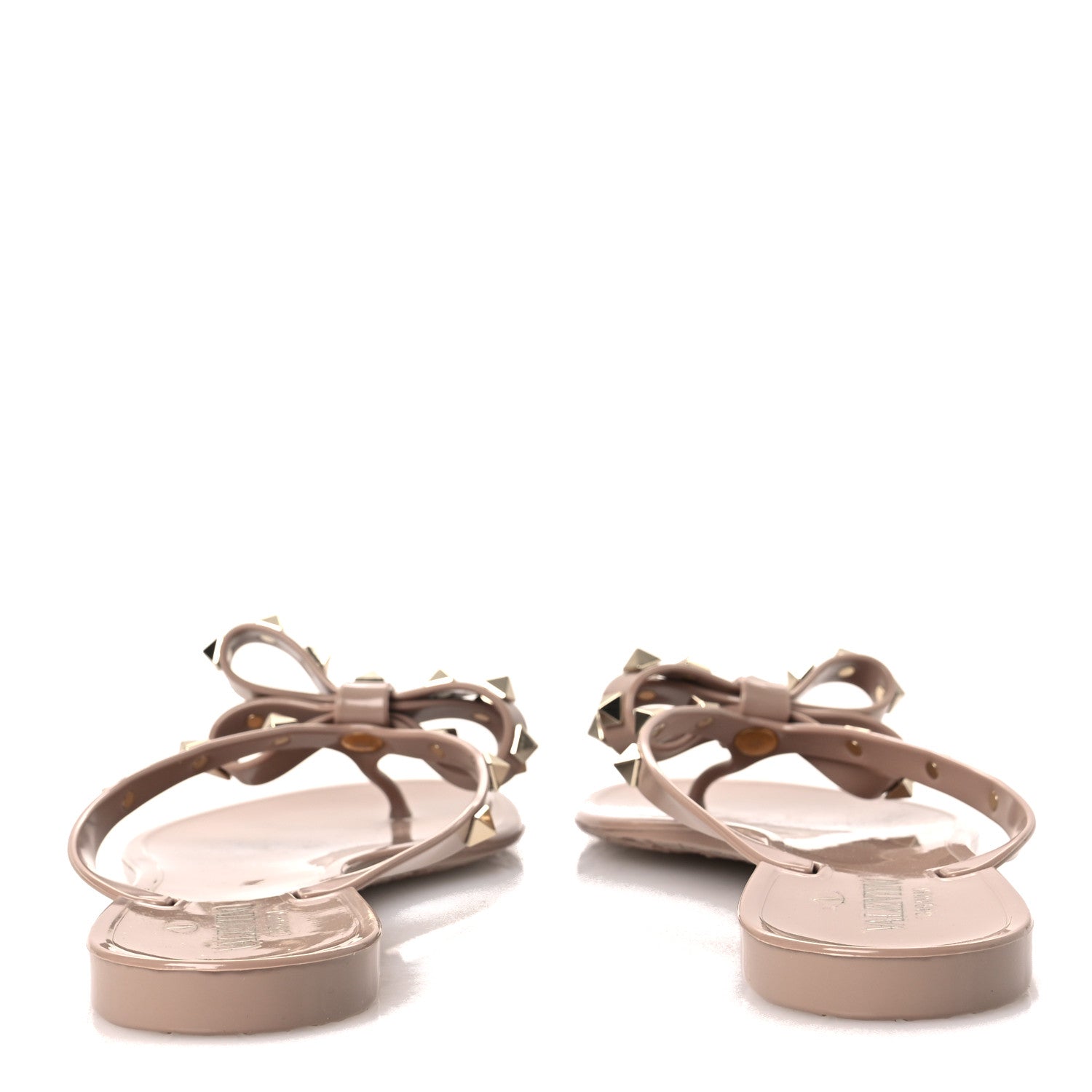 Valentino Garavani PVC Jelly Rockstud Bow Thong Sandals 41 Poudre 6 of 9