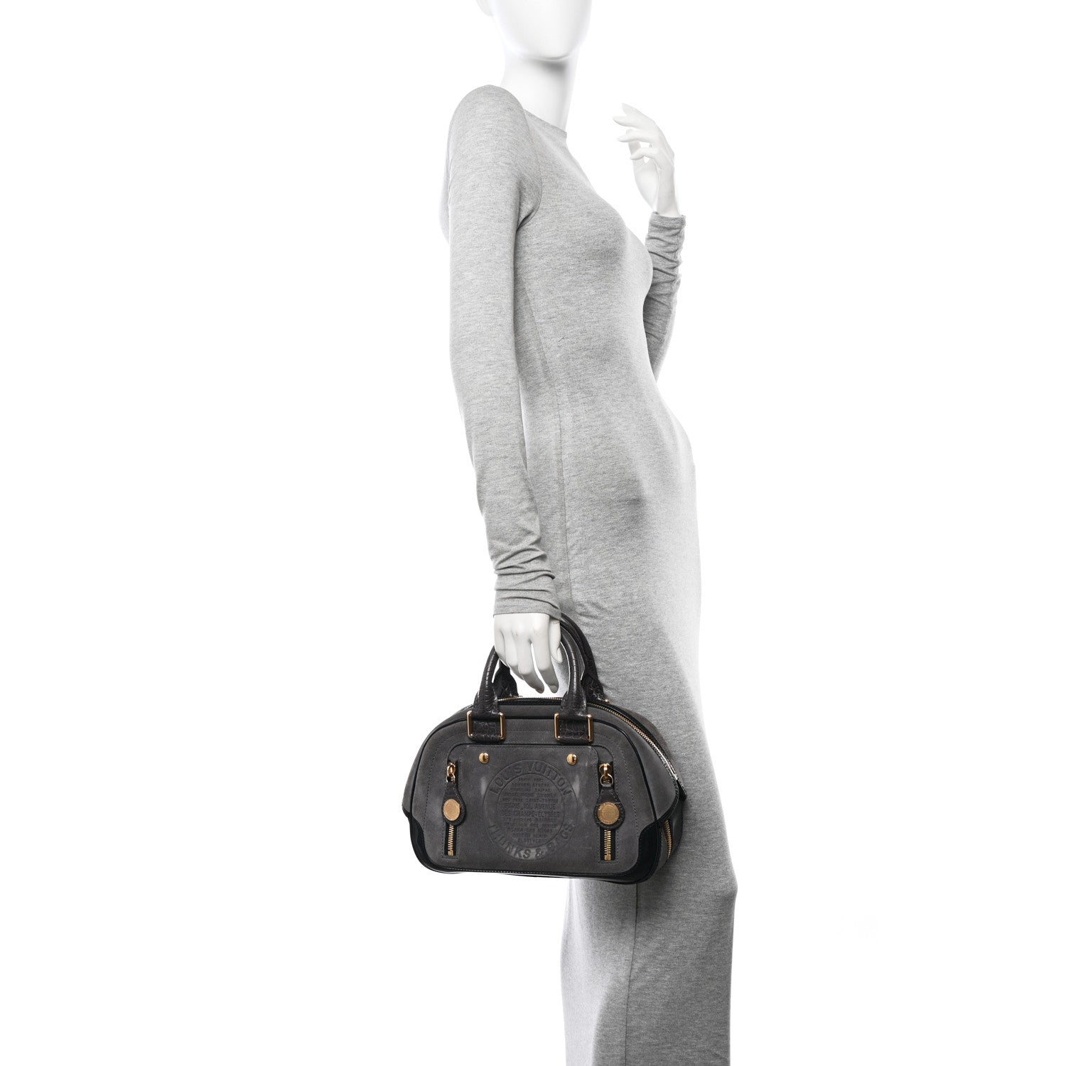 Louis Vuitton Havane Stamped Trunk Bowler PM Gray 2 of 11