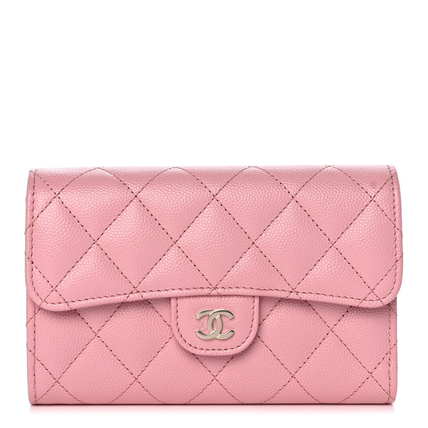 Caviar Quilted Medium Flap Wallet Pink