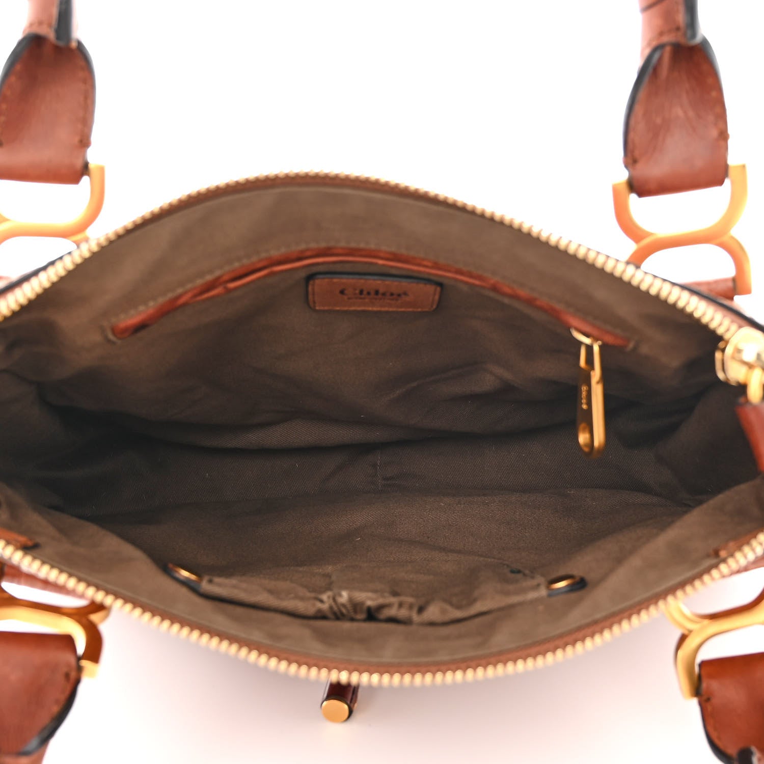 Chloe Calfskin Crocodile Embossed Medium Marcie Satchel Mahogany 5 of 10