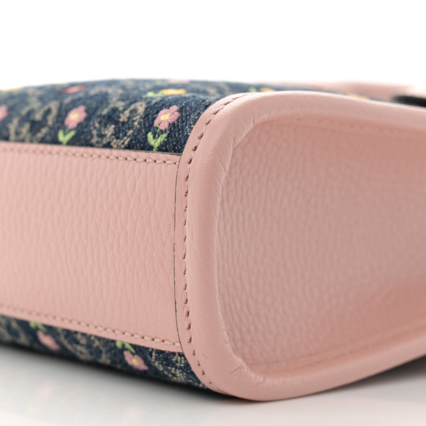 Denim Dollar Calfskin GG Monogram Mini Retro Interlocking G Tote Blue Tea Multicolor Powder Pink