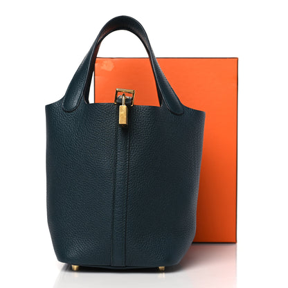 Hermes Taurillon Clemence Picotin Lock 18 PM Vert Cypress 10 of 10