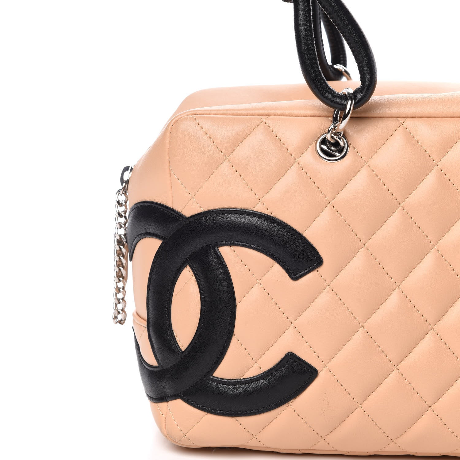 Chanel Calfskin Quilted Large Cambon Bowler Beige Black 12 of 13