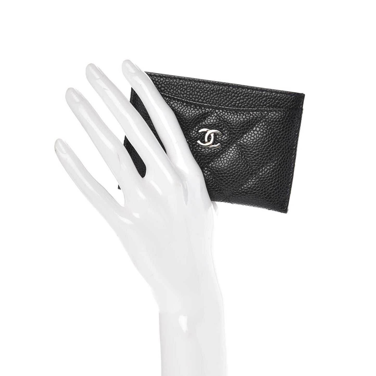 Caviar Quilted Card Holder Black