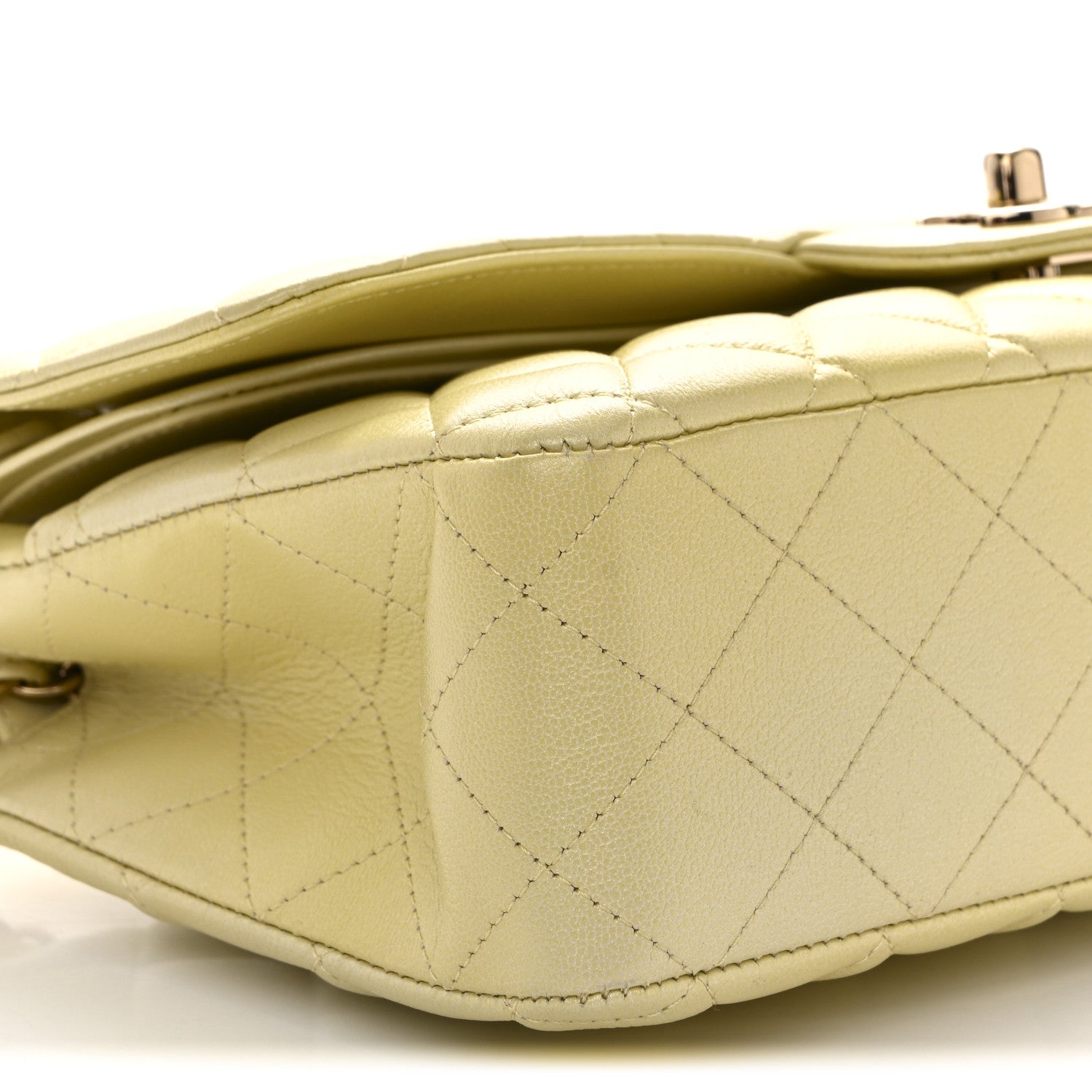 Chanel Cloudy Pearly Goatskin Quilted Medium Double Flap Light Yellow 9 of 10
