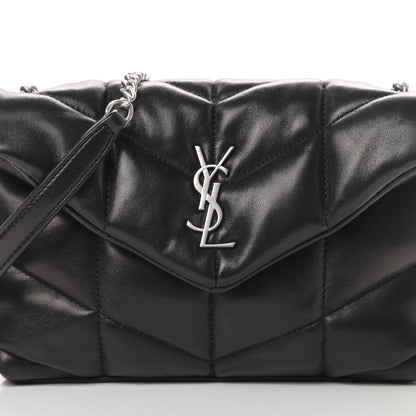 Saint Laurent Lambskin Quilted Toy Loulou Puffer Monogram Chain Satchel Black 8 of 11